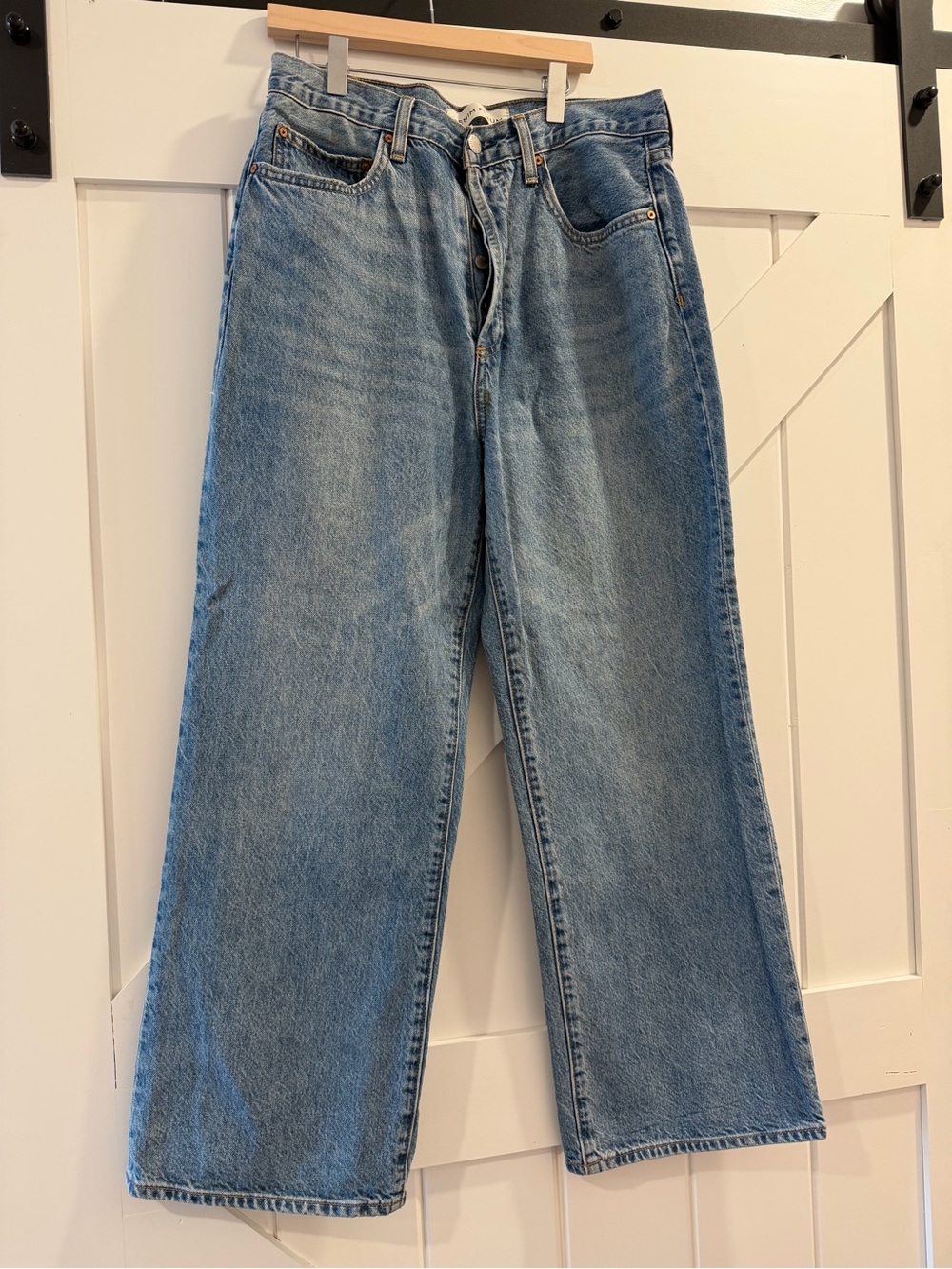 Denim Forum Relaxed Wide-Leg Light Blue Jeans